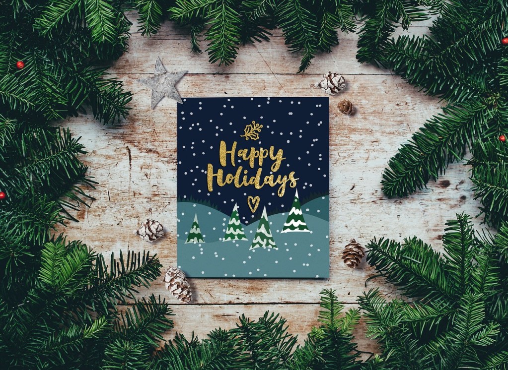 merry, christmas, merry christmas, holidays, happy holidays, cheer, greeting, greeting card, december, celebration, decoration, tree, nature, winter, christmasbackground, ornament, festive, blue, snow, branches, pine, green, cones, gold, happychristmas